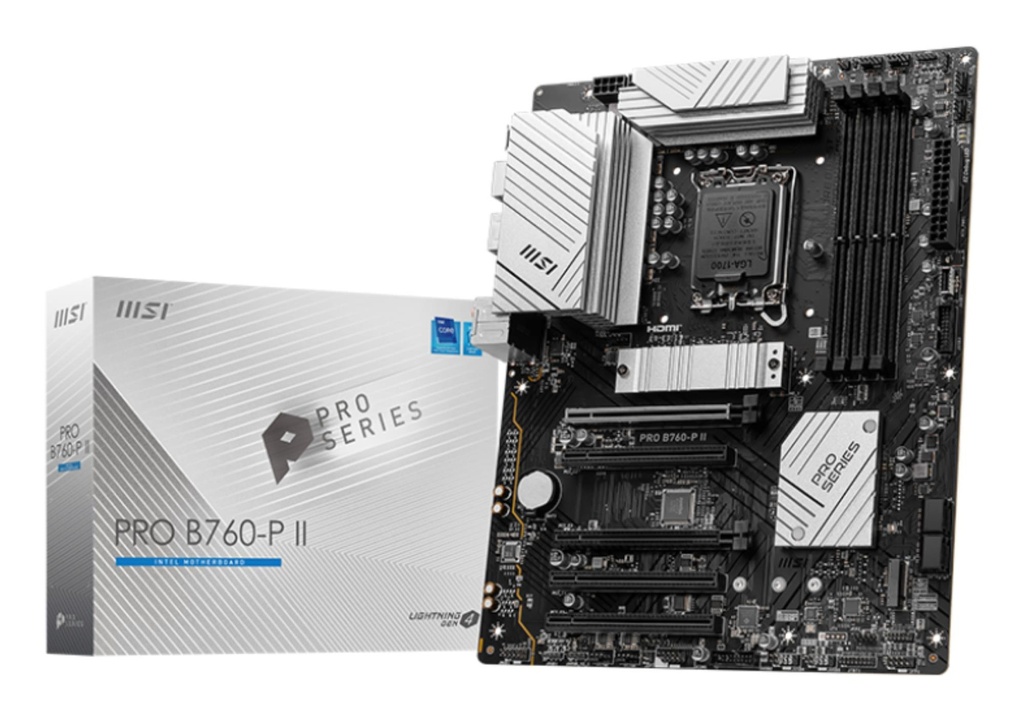 MSI Intel B760 Express LGA1700 Memory DDR5 Memory slots 4 5xPCI-Express 5.0 16x 2xM.2 1xHDMI 1xDisplayPort 2xUSB 2.0 2xU
