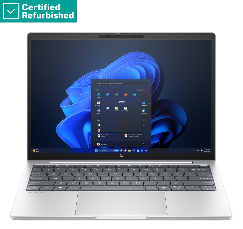 RENEW SILVER HP EliteBook 8 G1i 13 - Ultra 5-235U, 32GB, 512GB SSD, 13.3 WUXGA 300-nit AG, 5MP IR cam, Smartcard, FPR, US keyboard, 62Wh, Win 11 Pro, 1 years