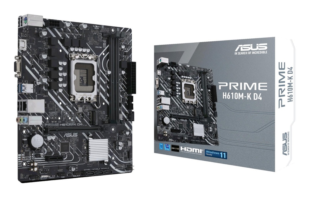 ASUS Intel H610 LGA1700 MicroATX Memory DDR4 Memory slots 2 1xPCI-Express 3.0 1x 1xPCI-Express 4.0 16x 1xM.2 1x15pin D-s