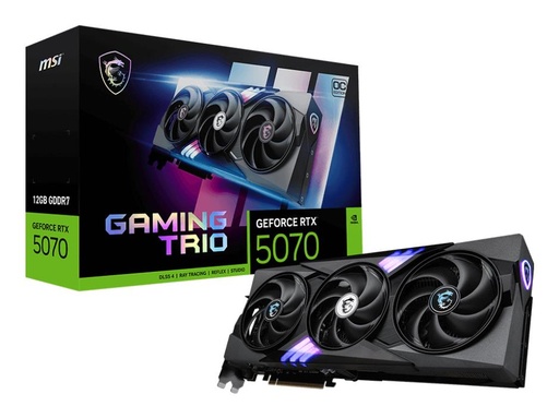 [GEFORCE RTX 5070 12G GAMING TRIO OC] MSI NVIDIA GeForce RTX 5070 12 GB GDDR7 192 bit PCIE 5.0 16x Triple slot Fansink 1xHDMI 3xDisplayPort RTX507012GGAMTRIOO