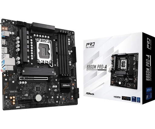 [B860M PRO-A] ASROCK Intel B860 LGA 1851 (Socket V1) micro ATX RAM DDR5-SDRAM 4xSlots 3xNumber of M.2 (M) slots B860MPRO-A