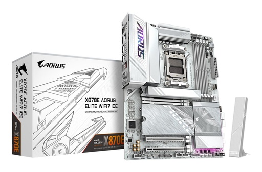 [X870E A ELITE WF7 ICE 1.2] GIGABYTE AMD X870E Socket AM5 ATX RAM DDR5-SDRAM 4xSlots Wi-Fi Yes Bluetooth Yes 4xNumber of M.2 (M) slots X870 AORUS EL