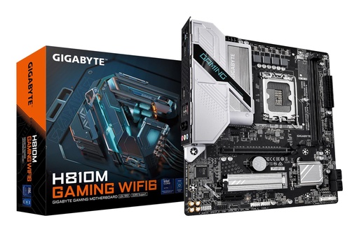 [H810M GAMING WIFI6] GIGABYTE 1xNumber of M.2 (M) slots micro ATX Intel H810 Bluetooth Yes Wi-Fi Yes 2xSlots RAM DDR5-SDRAM LGA 1851 (Socket 