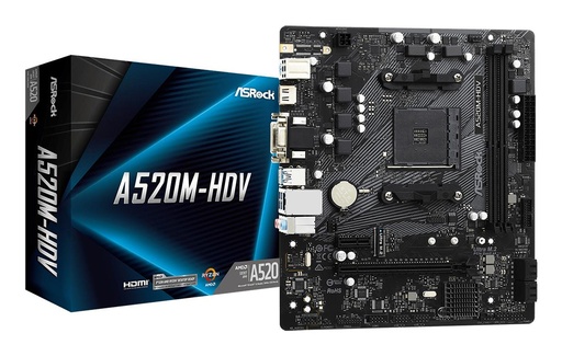 [A520M-HDV] ASROCK AMD A520 SAM4 Micro-ATX Memory DDR4 Memory slots 2 1xPCI-Express 3.0 1x 1xPCI-Express 3.0 16x 1xM.2 1x15pin D-sub