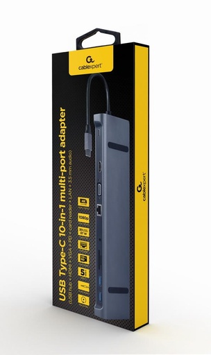 [A-CM-COMBO10-01] I/O ADAPTER USB-C TO HDMI/USB3/10IN1 A-CM-COMBO10-01 GEMBIRD