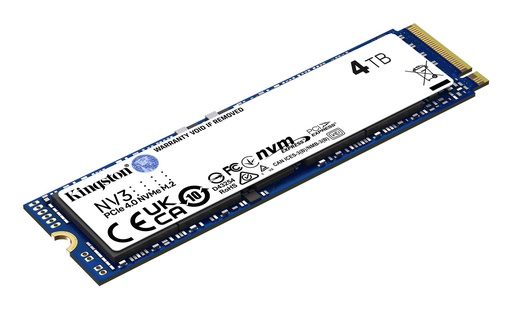 [SNV3S/4000G] KINGSTON NV3 4TB M.2 PCIE 3D NAND Write speed 5000 MBytes/sec Read speed 6000 MBytes/sec MTBF 200000 hours SNV3S/4000G