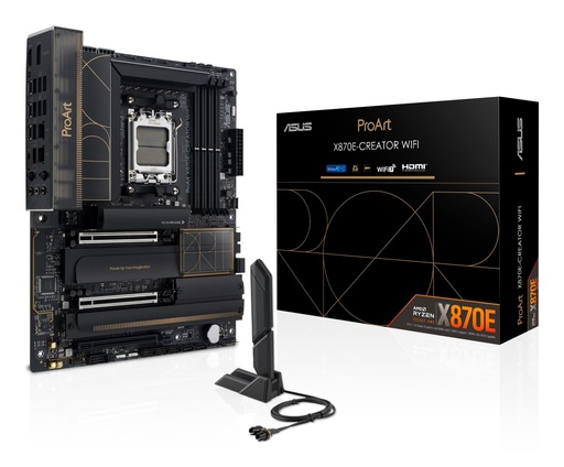 [PROARTX870E-CREATORWIFI] ASUS AMD X870E SAM5 ATX Memory DDR5 Memory slots 4 3xPCI-Express 4.0 16x 2xPCI-Express 5.0 16x 4xM.2 1xHDMI 1xDisplayPor