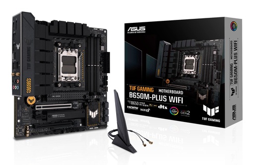 [TUFGAMB650M-PLUSWIFI] ASUS AMD B650 SAM5 MicroATX Memory DDR5 Memory slots 4 1xPCI-Express 4.0 1x 1xPCI-Express 4.0 16x 2xM.2 1xHDMI 1xDisplay