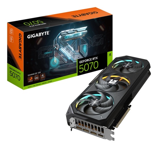 [GV-N5070GAMING OC-12GD] GIGABYTE NVIDIA GeForce RTX 5070 12 GB GDDR7 192 bit PCIE 5.0 16x GPU 2625 MHz Triple slot Fansink 1xHDMI 3xDisplayPort 