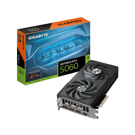 [GV-N5060EAGLE OC-8GD] GIGABYTE NVIDIA GeForce RTX 5060 8 GB GDDR7 128 bit PCIE 5.0 16x GPU 2550 MHz Dual Slot Fansink GV-N5060EAGLEOC-8GD