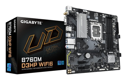 [B760M D3HP WIFI6 1.0] GIGABYTE Intel B760 Express LGA1700 Micro-ATX Memory DDR5 Memory slots 4 B760MD3HPWIFI61.0