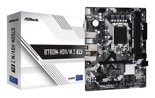 [B760M-HDV/M.2D4] ASROCK Intel B760 Express LGA1700 Micro-ATX Memory DDR4 Memory slots 2 2xPCI-Express 3.0 1x 1xPCI-Express 4.0 16x 2xM.2 