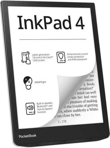 [PB743G-U-WW] POCKETBOOK InkPad 4 7.8" 1872x1404 1xAudio-Out 1xUSB-C Micro SD Wireless LAN Bluetooth PB743G-U-WW