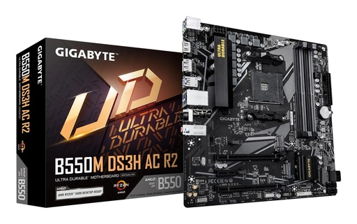 [B550M DS3H AC R2] GIGABYTE AMD B550 Socket AM4 micro ATX RAM DDR4-SDRAM 4xSlots Wi-Fi Yes Bluetooth Yes 2xNumber of M.2 (M) slots GIGABYTE