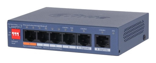 [CS4006-4ET2GT-60] DAHUA DH-CS4006-4ET2GT-60 Switch layer L2 2xRJ-45 ports RJ-45 Ports Type Fast Ethernet (10/100) 4xGigabit Ethernet (copp