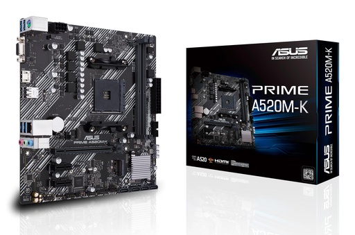 [PRIMEA520M-K] ASUS AMD A520 SAM4 MicroATX 2xPCI-Express 3.0 1x 1xPCI-Express 3.0 16x 1xM.2 Memory DDR4 Memory slots 2 1x15pin D-sub 1x