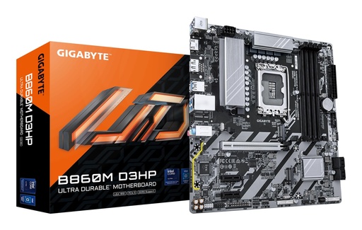 [B860M D3HP 1.0] GIGABYTE Intel B860 Express LGA1851 Micro-ATX Memory DDR5 Memory slots 4 2xPCI-Express 1x 1xPCI-Express 16x 2xM.2 1xHDMI