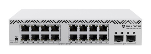 [CSS318-16G-2S+IN] MIKROTIK 16x10Base-T / 100Base-TX / 1000Base-T CSS318-16G-2S+IN