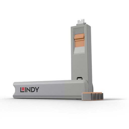 [40428] USB PORT TYPE-C BLOCKER 4PACK/ORANGE 40428 LINDY