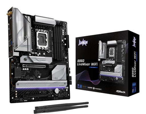 [B860 LIVEMIXER WIFI] ASROCK Intel B860 Express LGA1851 ATX Memory DDR5 Memory slots 4 1xPCI-Express 4.0 16x 1xPCI-Express 5.0 16x 1xM.2 1xHDM
