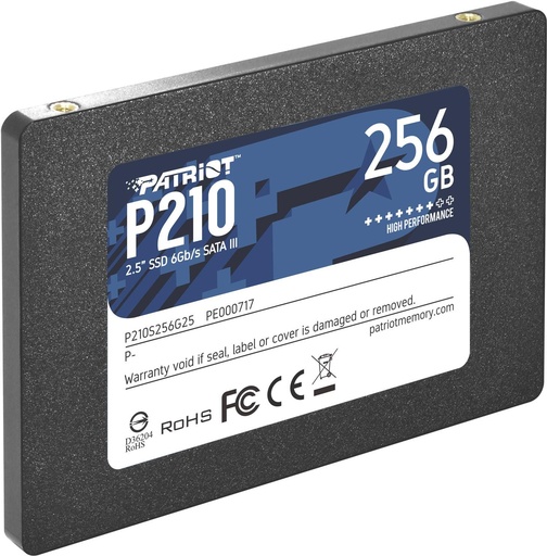 [P210S256G25] PATRIOT P210 256GB Write speed 400 MBytes/sec Read speed 500 MBytes/sec 2,5" TBW 120 TB P210S256G25