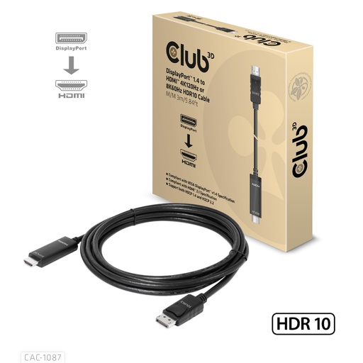 [CAC-1087] CABLE DP TO HDMI 3M/M/M CAC-1087 CLUB3D