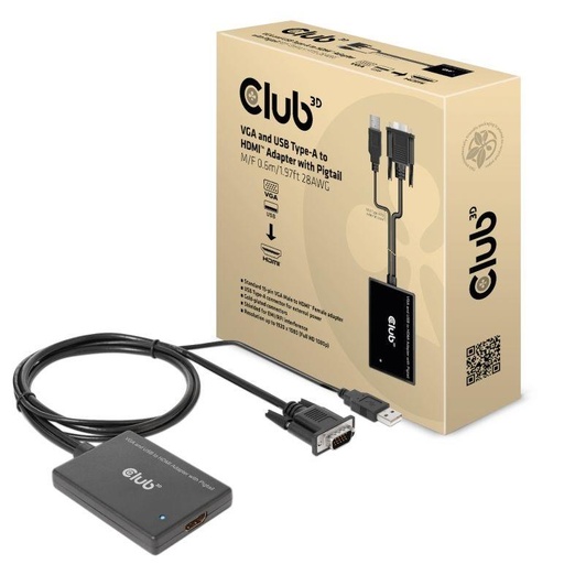 [CAC-1720] I/O ADAPTER VGA TO HDMI+USB/0.6M M/F CAC-1720 CLUB3D
