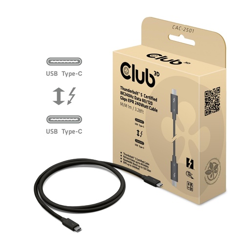 [CAC-2501] CABLE USB-C THUNDERBOLT 1M/M/M CAC-2501 CLUB3D