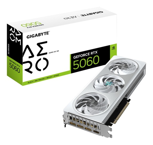 [GV-N5060AERO OC-8GD] GIGABYTE NVIDIA GeForce RTX 5060 2595 MHz 8 GB GDDR7 128 bit PCI Express 5.0 Active GV-N5060AEROOC-8GD