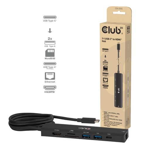 [CSV-2555] I/O HUB 7IN1 USB-C HDMI/140W CSV-2555 CLUB3D