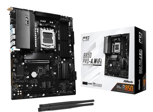 [B850 PRO-A WIFI] ASROCK AMD B850 SAM5 ATX Memory DDR5 Memory slots 4 1xPCI-Express 4.0 16x 1xPCI-Express 5.0 16x 1xM.2 1xHDMI 1xAudio-In 