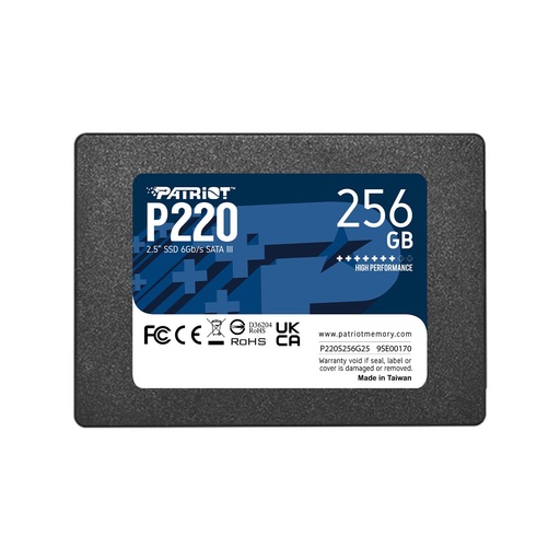 [P220S256G25] PATRIOT P220 256GB SATA Write speed 490 MBytes/sec Read speed 550 MBytes/sec 2,5" TBW 120 TB P220S256G25