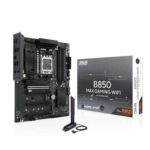 [B850 MAX GAMING WIFI] ASUS AMD B850 Socket AM5 ATX RAM DDR5-SDRAM 4xSlots Wi-Fi Yes Bluetooth Yes 3xNumber of M.2 (M) slots B850MAXGAMINGWIFI