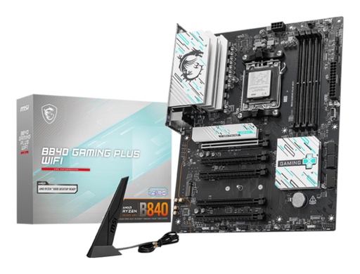 [B840 GAMING PLUS WIFI] MSI AMD B840 SAM5 ATX Memory slots 4 5xPCI-Express 16x 2xM.2 1xHDMI 1xAudio-In 1xAudio-Out 1xMicrophone 4xUSB 2.0 3xUSB 