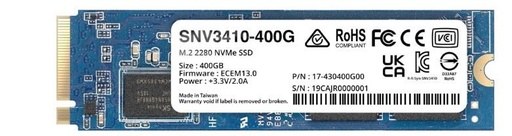 [SNV3410-400G] SYNOLOGY SNV3400 400GB M.2 PCIE NVMe Write speed 750 MBytes/sec Read speed 3000 MBytes/sec TBW 491 TB MTBF 1800000 hours