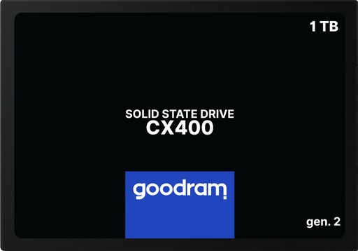 [SSDPR-CX400-01T-G2] GOODRAM CX400 GEN.2 1TB SATA 3D TLC Write speed 500 MBytes/sec Read speed 550 MBytes/sec 2,5" TBW 720 TB MTBF 2000000 ho