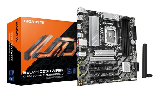 [B860M DS3H WIFI6E 1.0] GIGABYTE Intel B860 Express LGA1851 Micro-ATX Memory DDR5 Memory slots 4 4xPCI-Express 4.0 16x 1xPCI-Express 5.0 16x 2xM