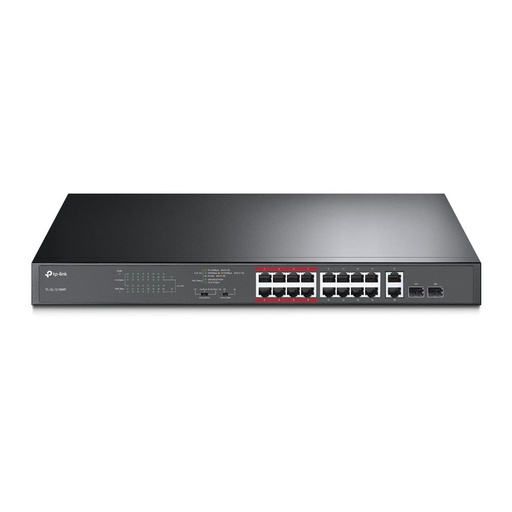 [TL-SL1218MP] TP-LINK Desktop/pedestal 16x10Base-T / 100Base-TX 2x10/100/1000BASE-T/SFP combo PoE+ ports 16 192 Watts TL-SL1218MP