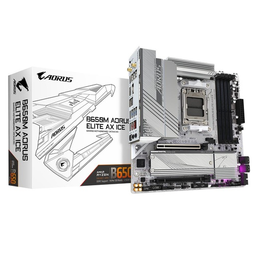 [B650M A ELITE AX ICE 1.1] GIGABYTE AMD B650 SAM5 Micro-ATX Memory DDR5 Memory slots 4 B650MAELITEAXICE1.1