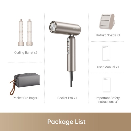 [AHD51 PRO-TITANIUM GOLD] HAIR DRYER POCKET PRO/AHD51 PRO-TITANIUM GOLD DREAME