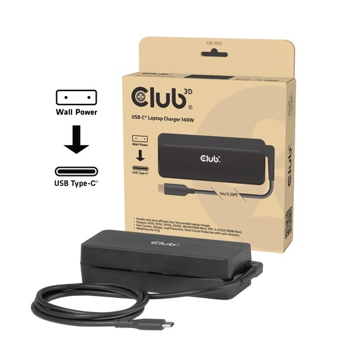 [CAC-1932] NB CHARGER USB-C 140W/CAC-1932 CLUB3D