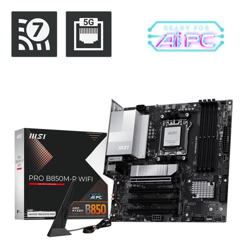 [PRO B850M-P WIFI] MSI AMD B850 SAM5 Micro-ATX Memory DDR5 Memory slots 4 PROB850M-PWIFI