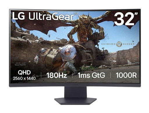 [32GS60QC-B] LG 32GS60QC-B 32" Gaming/Curved Panel VA 2560x1440 16:9 180 Hz Matte 1 ms Tilt 32GS60QC-B