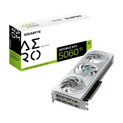 [GV-N506TAERO OC-16GD 1.0] GIGABYTE NVIDIA GeForce RTX 5060 Ti 16 GB GDDR7 128 bit PCIE 5.0 16x GPU 2647 MHz Triple slot Fansink 1xHDMI 3xDisplayPo
