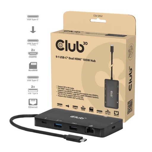 [CSV-2552] I/O HUB 9IN1 USB-C/100W CSV-2552 CLUB3D