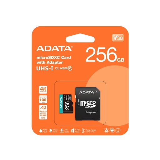 [AUSDX256GUI3V30SA2-RA1] MEMORY MICRO SDXC 256GB W/AD./AUSDX256GUI3V30SA2-RA1 ADATA