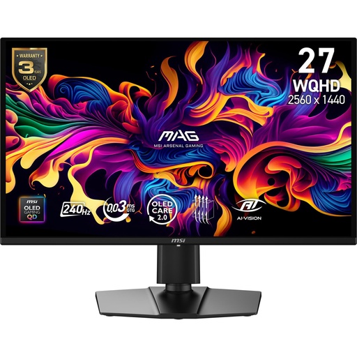 [MAG 274QP QD-OLED X24] MSI 26.5 " 2560 x 1440 pixels Wide Quad HD Native aspect ratio 16:9 QD-OLED Flat MAG274QPQD-OLEDX24