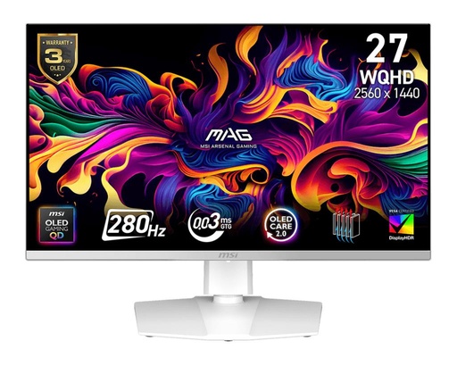 [MAG 272QPW QD-OLED X28] MSI 26.5 " 2560 x 1440 pixels Wide Quad HD Native aspect ratio 16:9 QD-OLED Flat MAG272QPWQD-OLEDX28