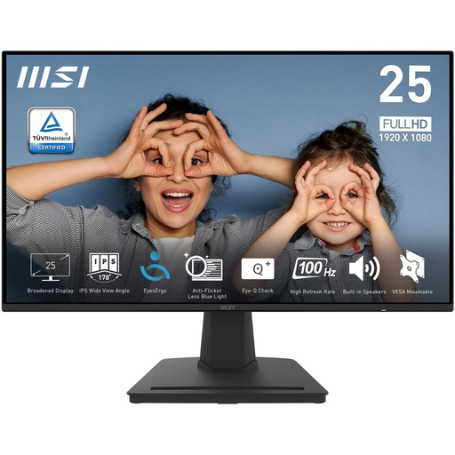 [PRO MP252] MSI PRO MP252 24.5" Panel IPS 1920x1080 16:9 100Hz Matte 1 ms Speakers Tilt Colour Black PROMP252