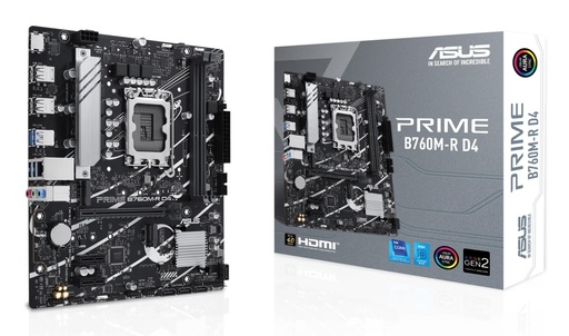[PRIMEB760M-RD4] ASUS Intel B760 Express LGA1700 Micro-ATX Memory DDR4 Memory slots 2 2xPCI-Express 4.0 1x 1xPCI-Express 4.0 16x 2xM.2 1x